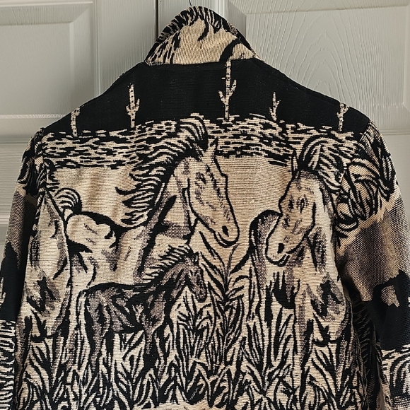 Vintage New Identity Women's Equestrian Thick Cotton Tapestry Jacket Small - Picture 9 of 16